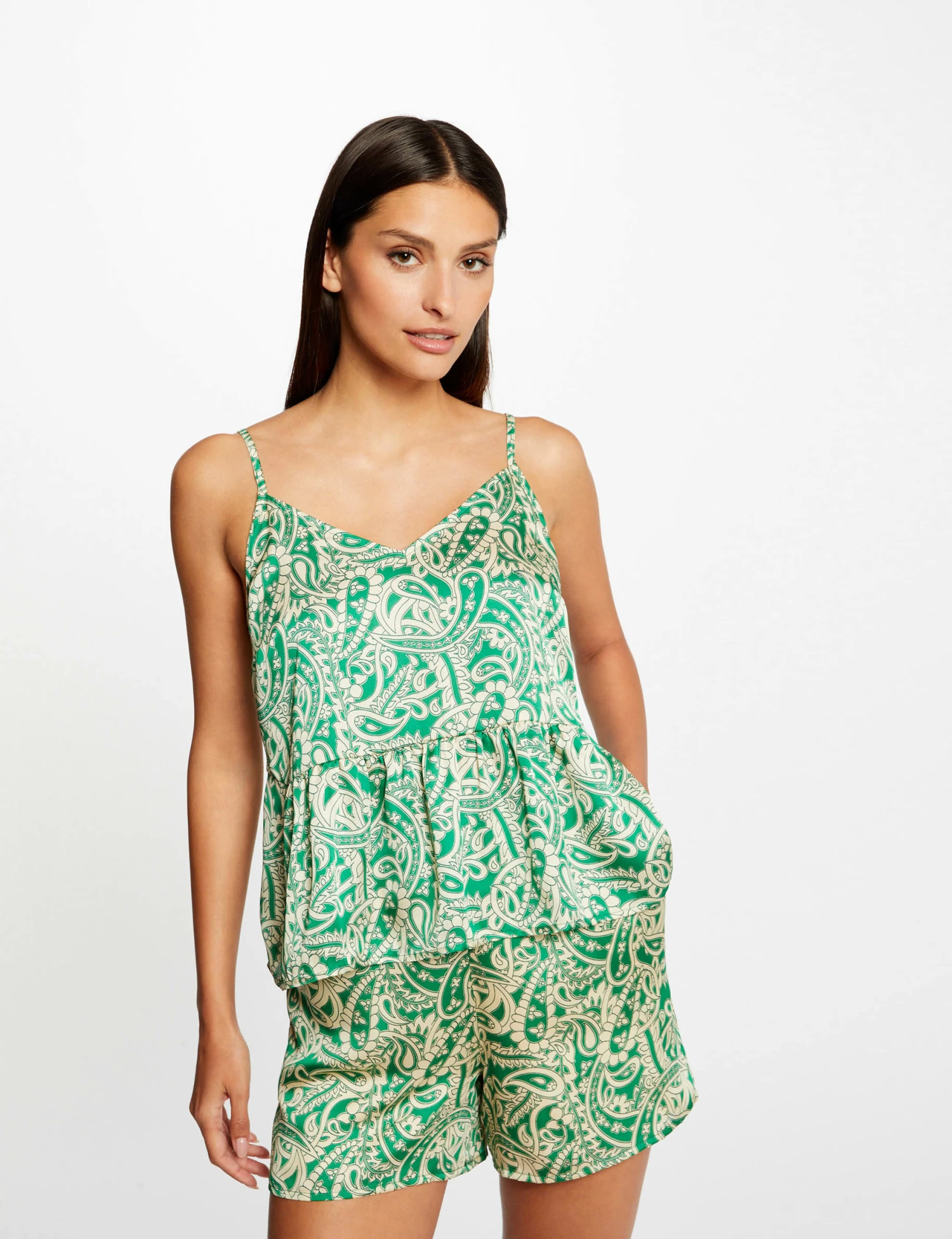 Short Droit Satin Imprimé Cachemire Multico Femme 5 Short Droit Satin Imprimé Cachemire Multico Femme – Image 3