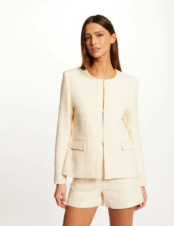 Short Droit Taille Haute à Carreaux Ivoire Femme -Tenue Legere Boutique short droit taille haute a carreaux ivoire femme vue5 32536300929170203