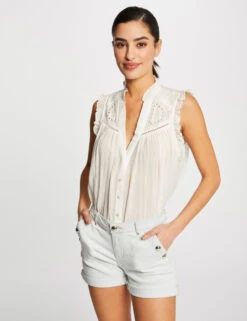 Short Slim En Jean à Pont Jean Bleached Femme