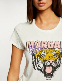 T-shirt à Manches Courtes Ecru Femme -Tenue Legere Boutique t shirt a manches courtes ecru femme vue4 32536300929600201