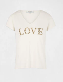 T-shirt à Manches Courtes Ivoire Femme -Tenue Legere Boutique t shirt a manches courtes ivoire femme vue3 32536300931020203