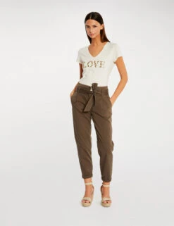 T-shirt à Manches Courtes Ivoire Femme -Tenue Legere Boutique t shirt a manches courtes ivoire femme vue5 32536300931020203