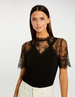 T-shirt à Manches Courtes Noir Femme