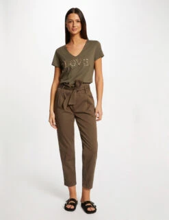 T-shirt à Manches Courtes Vert Kaki Femme -Tenue Legere Boutique t shirt a manches courtes vert kaki femme vue5 32536300931020715