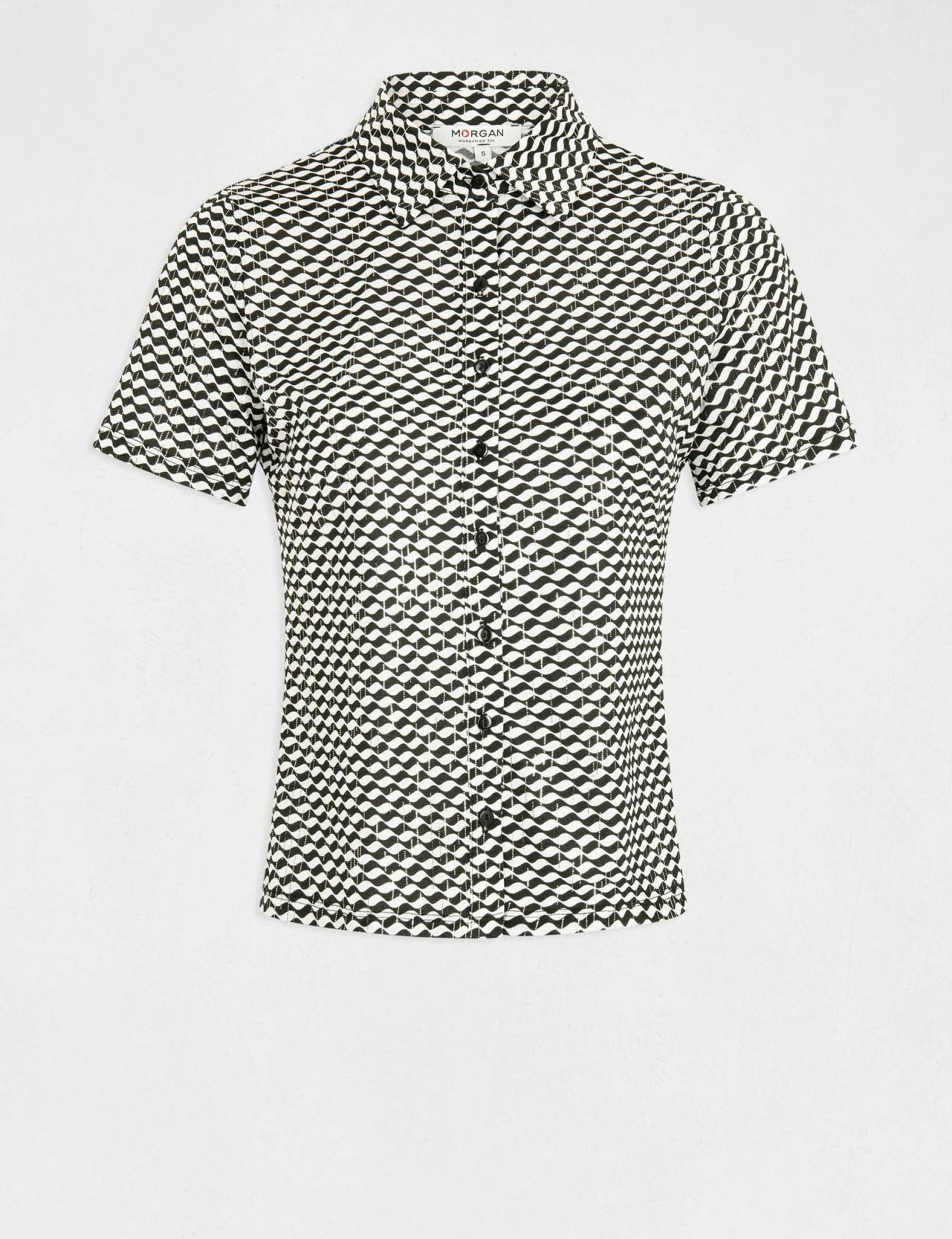 T-shirt Boutonné Imprimé Géométrique Multico Femme 6 T-shirt Boutonné Imprimé Géométrique Multico Femme – Image 4