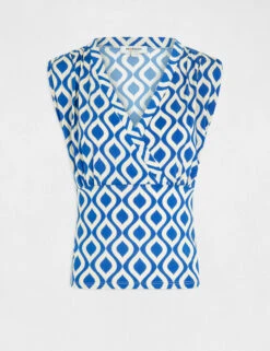 T-shirt Imprimé Géométrique Bleu Electrique Femme -Tenue Legere Boutique t shirt imprime geometrique bleu electrique femme vue3 32536300962710314