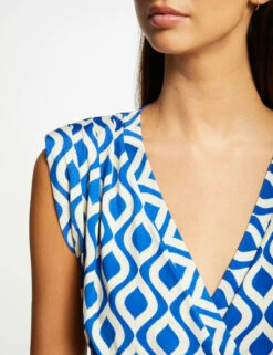 T-shirt Imprimé Géométrique Bleu Electrique Femme -Tenue Legere Boutique t shirt imprime geometrique bleu electrique femme vue4 32536300962710314