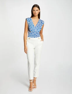 T-shirt Imprimé Géométrique Bleu Electrique Femme -Tenue Legere Boutique t shirt imprime geometrique bleu electrique femme vue5 32536300962710314