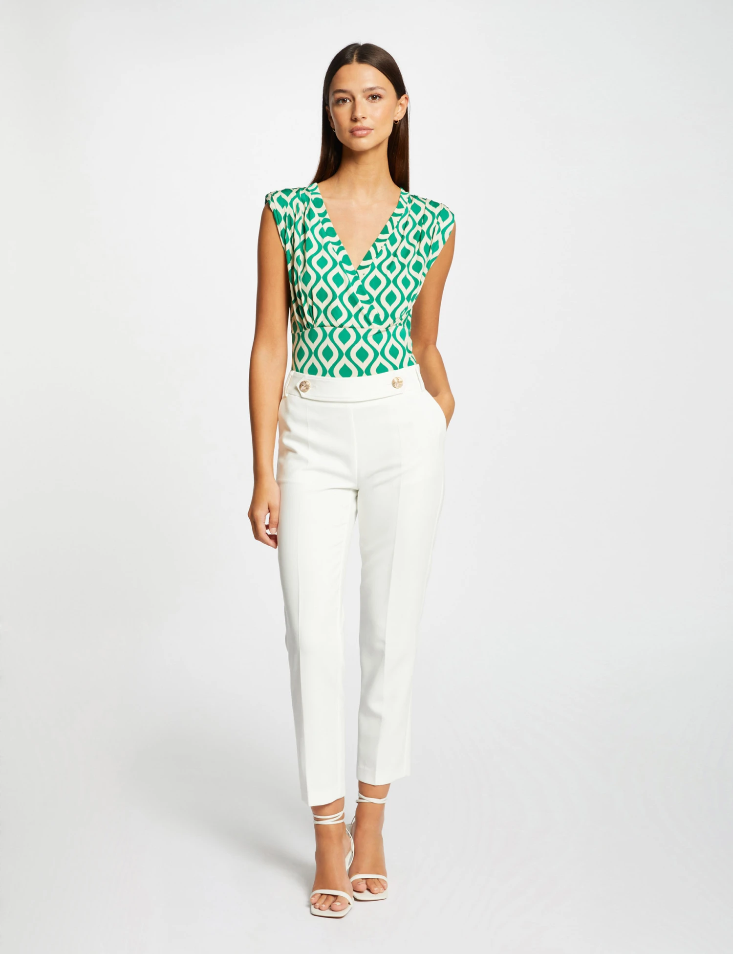 T-shirt Imprimé Géométrique Vert Femme 5 T-shirt Imprimé Géométrique Vert Femme – Image 3