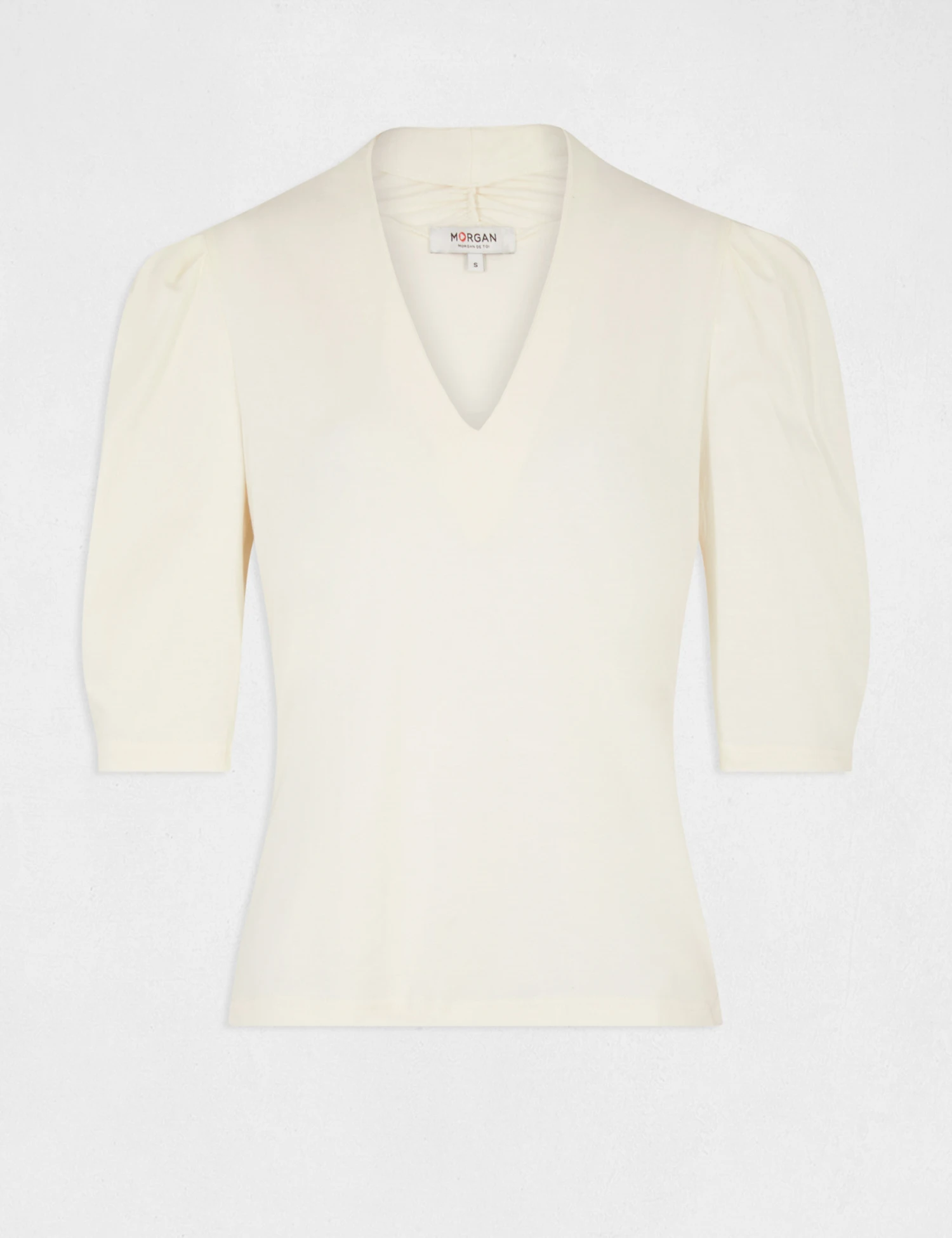 T-shirt Manches 3/4 Ballons Ecru Moyen Femme 6 T-shirt Manches 3/4 Ballons Ecru Moyen Femme â Image 4