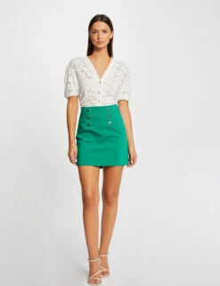 T-shirt Manches Courtes à Broderie Ecru Femme -Tenue Legere Boutique t shirt manches courtes a broderie ecru femme vue5 32536300962690201