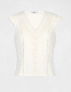 T-shirt Manches Courtes à Dentelle Ecru Moyen Femme 10 T-shirt Manches Courtes à Dentelle Ecru Moyen Femme -Tenue Legere Boutique t shirt manches courtes a dentelle ecru moyen femme vue3 32536300941800213