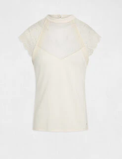 T-shirt Manches Courtes à Dentelle Ivoire Femme 10 T-shirt Manches Courtes à Dentelle Ivoire Femme -Tenue Legere Boutique t shirt manches courtes a dentelle ivoire femme vue3 32536300949200203