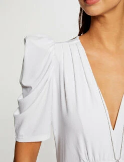 T-shirt Manches Courtes à Détail Bijou Ecru Femme -Tenue Legere Boutique t shirt manches courtes a detail bijou ecru femme vue4 32536300959200201