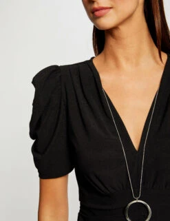 T-shirt Manches Courtes à Détail Bijou Noir Femme -Tenue Legere Boutique t shirt manches courtes a detail bijou noir femme vue4 32536300959200100