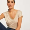T-shirt Manches Courtes à Détails Bijoux Beige Femme 2 T-shirt Manches Courtes à Détails Bijoux Beige Femme -Tenue Legere Boutique t shirt manches courtes a details bijoux beige femme vue1 32536300906930202