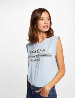 T-shirt Manches Courtes à Inscription Ciel Femme