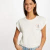 T-shirt Manches Courtes à Inscription Ecru Femme