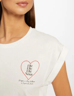 T-shirt Manches Courtes à Inscription Ecru Femme -Tenue Legere Boutique t shirt manches courtes a inscription ecru femme vue4 32536300951700201