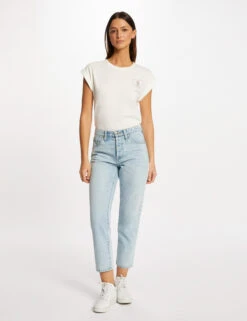 T-shirt Manches Courtes à Inscription Ecru Femme -Tenue Legere Boutique t shirt manches courtes a inscription ecru femme vue5 32536300951700201