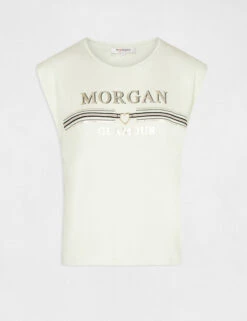 T-shirt Manches Courtes à Inscription Vert Clair Femme -Tenue Legere Boutique t shirt manches courtes a inscription vert clair femme vue3 32536300883890607