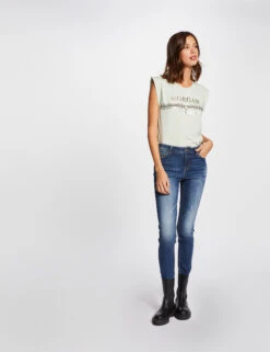 T-shirt Manches Courtes à Inscription Vert Clair Femme -Tenue Legere Boutique t shirt manches courtes a inscription vert clair femme vue5 32536300883890607