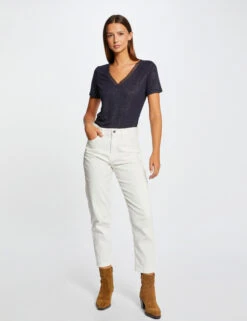 T-shirt Manches Courtes à Paillettes Marine Femme -Tenue Legere Boutique t shirt manches courtes a paillettes marine femme vue5 32536300951820301