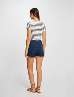 T-shirt Manches Courtes à Rayures Marine Femme -Tenue Legere Boutique t shirt manches courtes a rayures marine femme vue2 32536300965940301