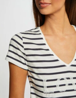 T-shirt Manches Courtes à Rayures Marine Femme -Tenue Legere Boutique t shirt manches courtes a rayures marine femme vue4 32536300965940301