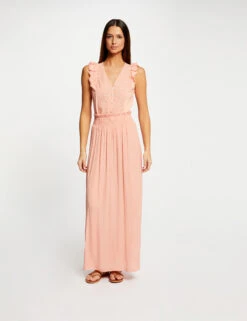 T-shirt Manches Courtes à Volants Rose Moyen Femme -Tenue Legere Boutique t shirt manches courtes a volants rose moyen femme vue5 32536300939210514