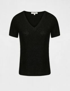 T-shirt Manches Courtes Avec Col En V Noir Femme 10 T-shirt Manches Courtes Avec Col En V Noir Femme -Tenue Legere Boutique t shirt manches courtes avec col en v noir femme vue3 32536300868200100