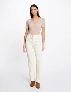 T-shirt Manches Courtes Avec Col En V Rose Femme -Tenue Legere Boutique t shirt manches courtes avec col en v rose femme vue5 32536300868200503