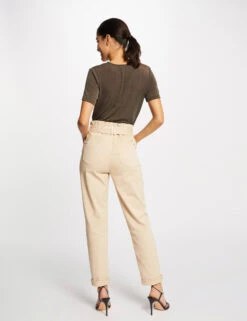 T-shirt Manches Courtes Avec Col En V Taupe Femme -Tenue Legere Boutique t shirt manches courtes avec col en v taupe femme vue2 32536300868200707