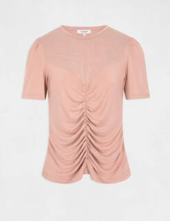 T-shirt Manches Courtes Avec Fronces Vieux Rose Femme -Tenue Legere Boutique t shirt manches courtes avec fronces vieux rose femme vue3 32536300928570507