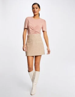 T-shirt Manches Courtes Avec Fronces Vieux Rose Femme -Tenue Legere Boutique t shirt manches courtes avec fronces vieux rose femme vue5 32536300928570507