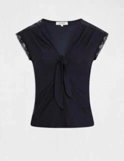 T-shirt Manches Courtes Avec Noeud Marine Femme -Tenue Legere Boutique t shirt manches courtes avec noeud marine femme vue3 32536300954640301