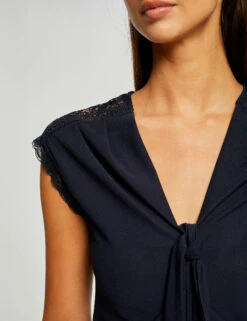 T-shirt Manches Courtes Avec Noeud Marine Femme -Tenue Legere Boutique t shirt manches courtes avec noeud marine femme vue4 32536300954640301