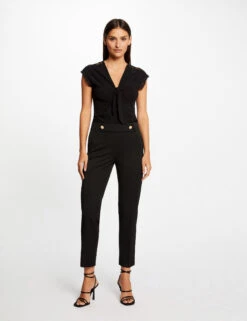 T-shirt Manches Courtes Avec Noeud Noir Femme -Tenue Legere Boutique t shirt manches courtes avec noeud noir femme vue5 32536300954640100