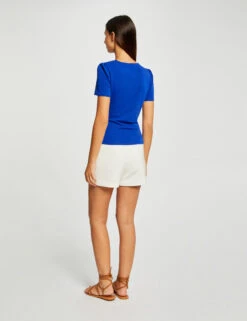 T-shirt Manches Courtes Col Cache-coeur Bleu Electrique Femme 8 T-shirt Manches Courtes Col Cache-coeur Bleu Electrique Femme -Tenue Legere Boutique t shirt manches courtes col cache coeur bleu electrique femme vue2 32536300962740314