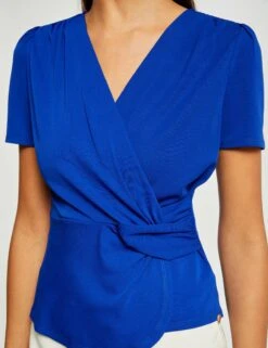 T-shirt Manches Courtes Col Cache-coeur Bleu Electrique Femme 11 T-shirt Manches Courtes Col Cache-coeur Bleu Electrique Femme -Tenue Legere Boutique t shirt manches courtes col cache coeur bleu electrique femme vue4 32536300962740314