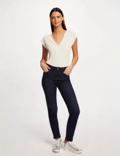 T-shirt Manches Courtes Col En V Ecru Femme -Tenue Legere Boutique t shirt manches courtes col en v ecru femme vue5 32536300941790201