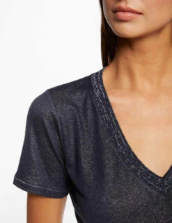 T-shirt Manches Courtes Col En V Marine Femme 11 T-shirt Manches Courtes Col En V Marine Femme -Tenue Legere Boutique t shirt manches courtes col en v marine femme vue4 32536300928660301