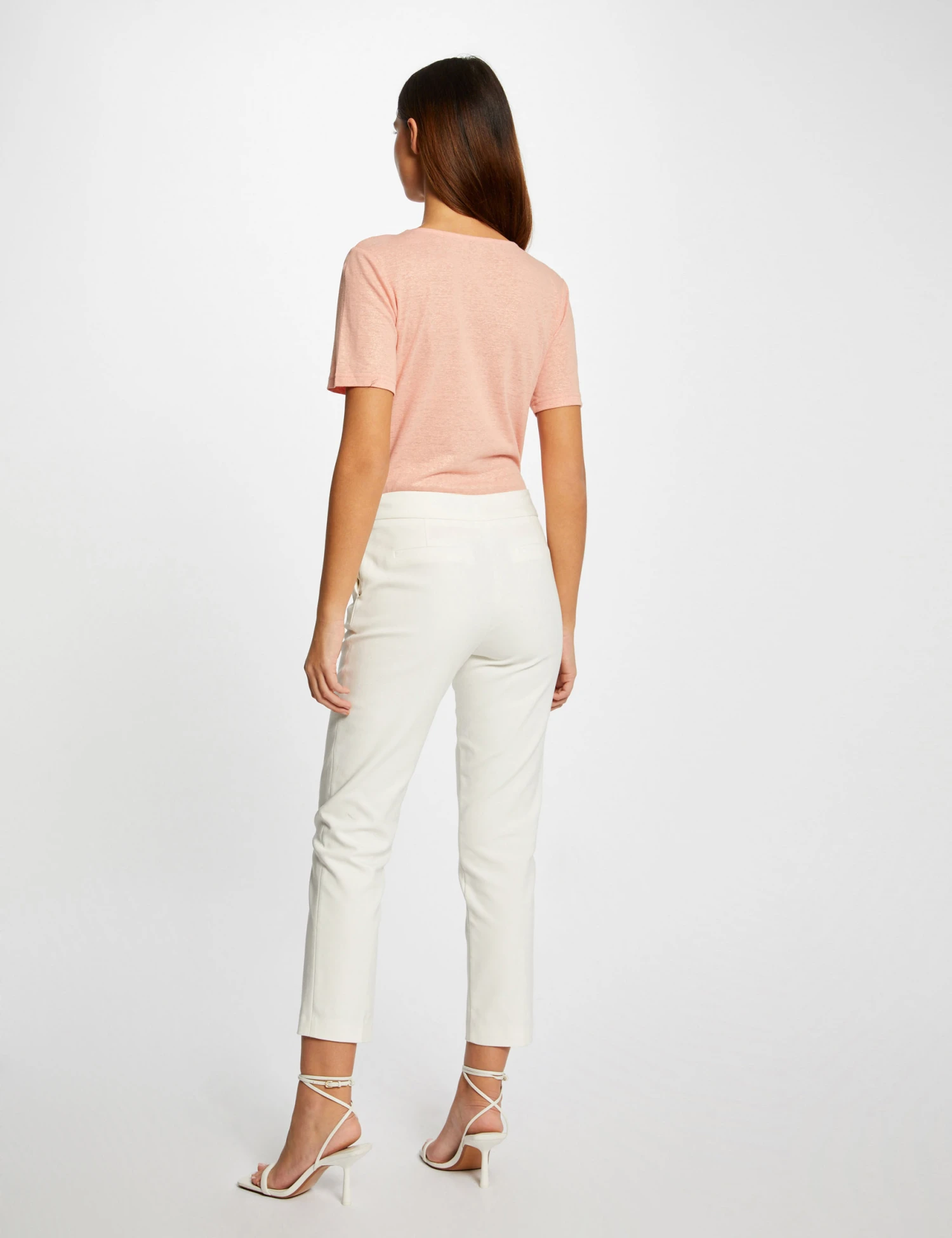 T-shirt Manches Courtes Col En V Rose Moyen Femme 4 T-shirt Manches Courtes Col En V Rose Moyen Femme – Image 2