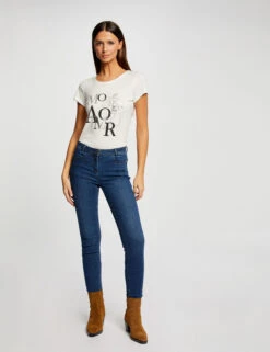 T-shirt Manches Courtes Ecru Femme -Tenue Legere Boutique t shirt manches courtes ecru femme vue5 32536300930930201