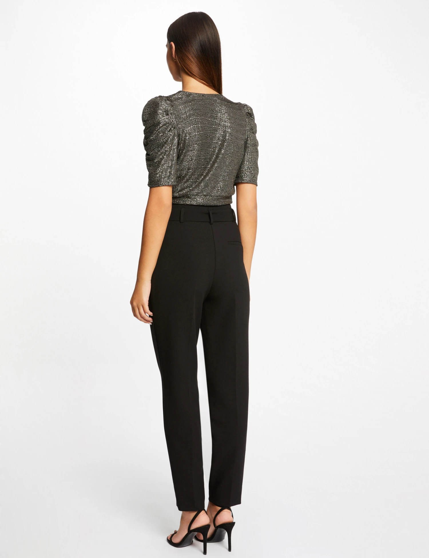 T-shirt Manches Courtes Fils Métallisés Dore Femme 4 T-shirt Manches Courtes Fils Métallisés Dore Femme – Image 2