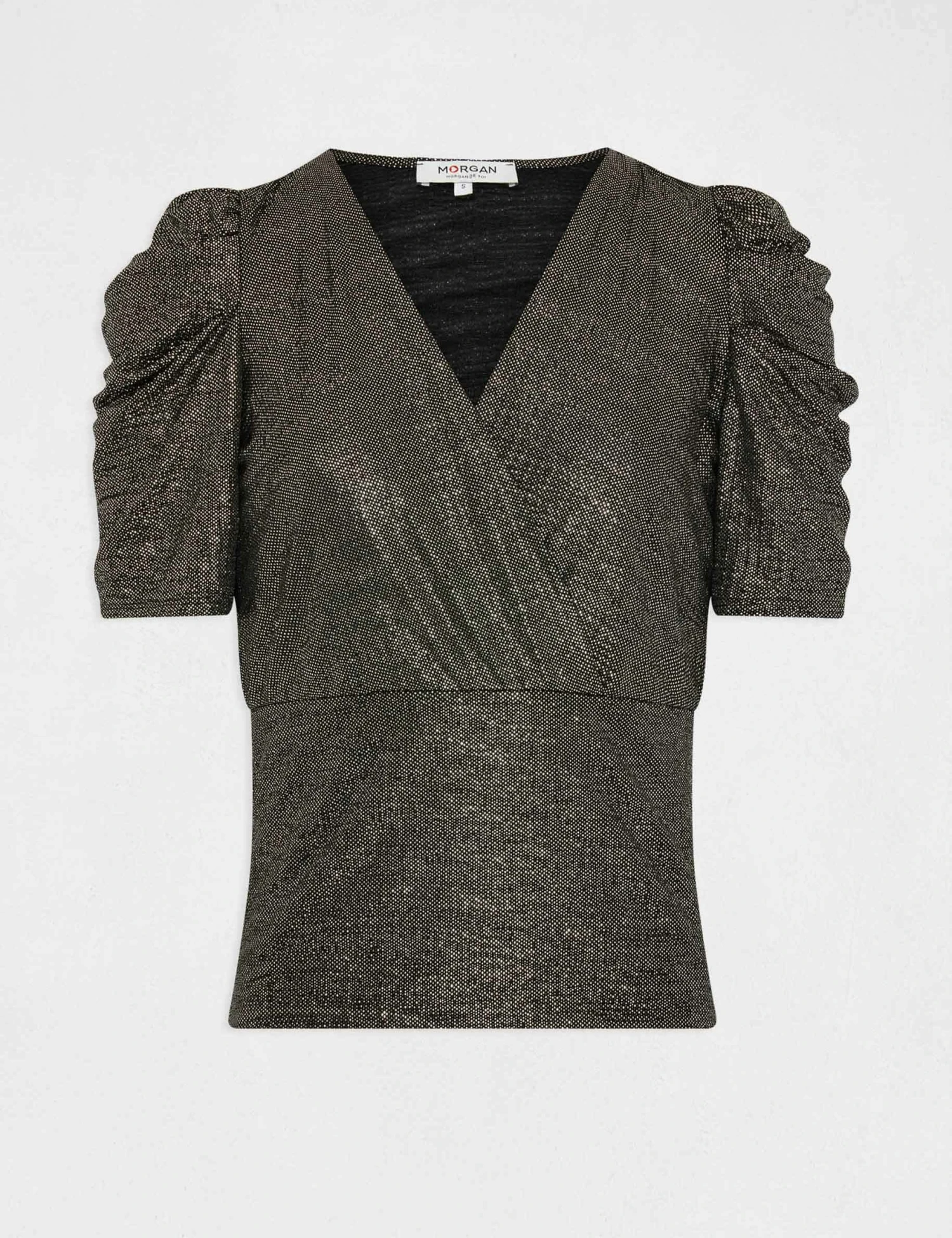 T-shirt Manches Courtes Fils Métallisés Dore Femme 6 T-shirt Manches Courtes Fils Métallisés Dore Femme – Image 4