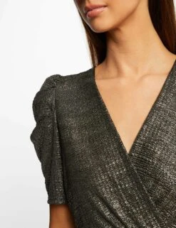 T-shirt Manches Courtes Fils Métallisés Dore Femme 11 T-shirt Manches Courtes Fils Métallisés Dore Femme -Tenue Legere Boutique t shirt manches courtes fils metallises dore femme vue4 32536300962680401