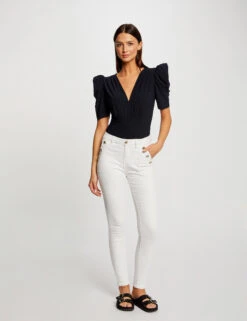 T-shirt Manches Courtes Froncé Marine Femme -Tenue Legere Boutique t shirt manches courtes fronce marine femme vue5 32536300959190301