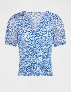 T-shirt Manches Courtes Imprimé Abstrait Bleu Femme 10 T-shirt Manches Courtes Imprimé Abstrait Bleu Femme -Tenue Legere Boutique t shirt manches courtes imprime abstrait bleu femme vue3 32536300963850300