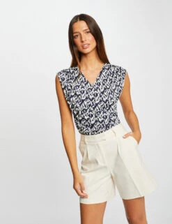 T-shirt Manches Courtes Imprimé Abstrait Multico Femme